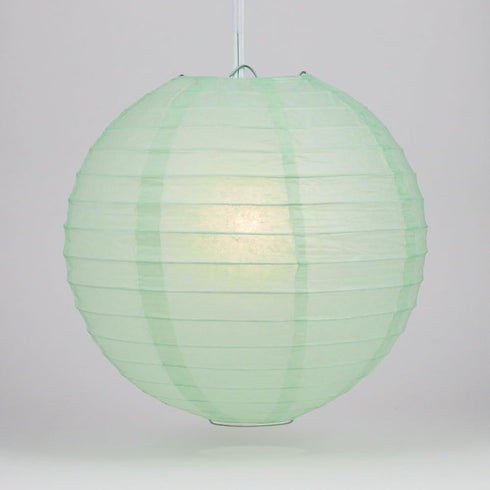 Luna Bazaar Paper Lantern (20-Inch, Parallel Style Ribbed, Cool Blue) - Rice