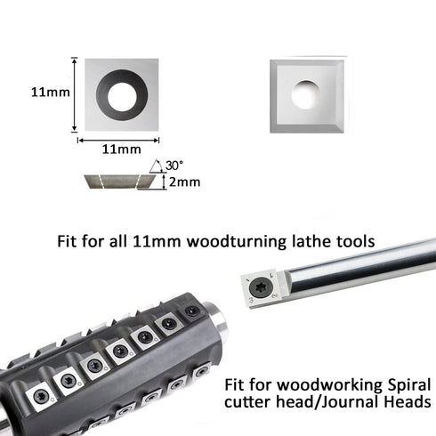 11mm Square Straight Carbide Inserts for Woodturning, 10pcs Replacement Cutter for Woodworking, Fits Planer Cutter Head