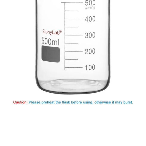 stonylab Glass Beaker, 1 Pack Borosilicate Glass Graduated Low Form Griffin Beaker with Pouring Spout, 500 ml