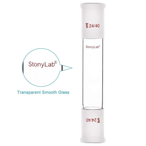 stonylab Glass Connecting Adapter, Borosilicate Glass 90mm for Two 24/40 Ground Outer Standard Taper Joints Lab Supply