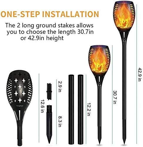 Solar Torch Lights - Waterproof Flickering Flames Outdoor Landscape Lighting for Garden Patio Deck