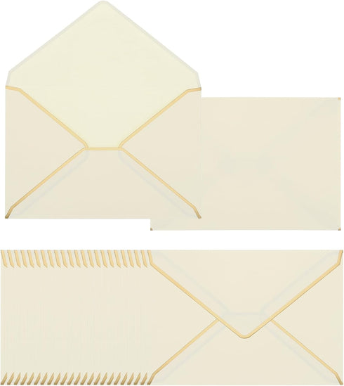 PATIKIL 200 Pack Christmas Envelopes with Gold Border, 5 x 7 V Flap Envelopes for A7 Cards, Invitations, Photos