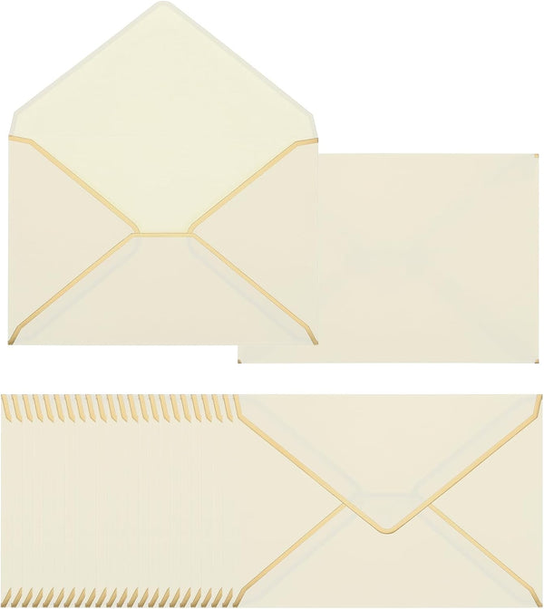 PATIKIL 200 Pack Christmas Envelopes with Gold Border, 5 x 7 V Flap Envelopes for A7 Cards, Invitations, Photos