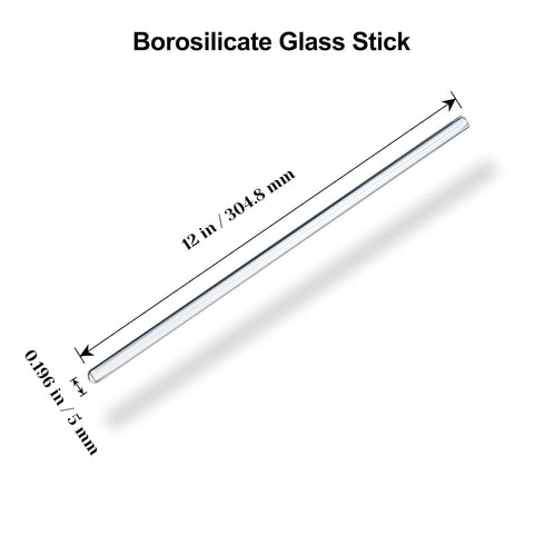 15 Pack Glass Stirring Rods: Diameter 5mm Length 12 inch Glass Stir Sticks, Borosilicate Glass Stirring Rod for Mixing Lab