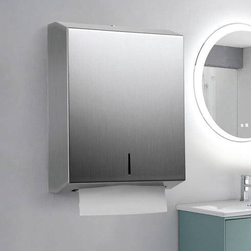 400 Comercial Paper Towel Dispenser Wall Mount, Brushed Stainless Steel Hand Towel Dispenser with Lock, Large Capacity