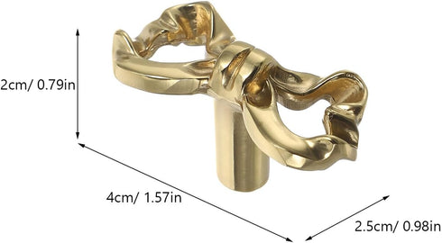 RUNROTOO 40x20x25mm Brass Bow Drawer Pull Handle Hollow Vintage Cabinet Knob for Dresser Wardrobe Shoe Cabinet