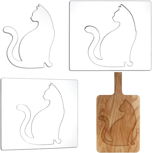 AHANDMAKER 2 PCS Acrylic Router Templates Transparent Cat Router Template, 5mm Thick