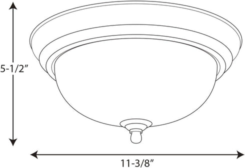 1-Light 11-3/8-Inch 5-1/2-Inch, Progress Lighting Ceiling Light, Flush Mount Ceiling Light Fixture for Interior Kitchen
