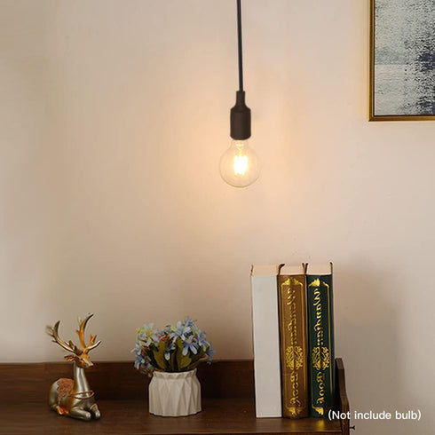 Zevnico 15 E26 E27 Bulb FT Hanging Light Socket with Cord, Black Extension Cord with ON Off Switch Plug, Light Socket