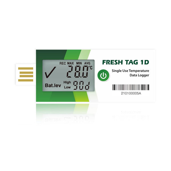 Freshliance Temperature Data Logger LCD Single Use with PDF Report, 180 Days, 1 Pack