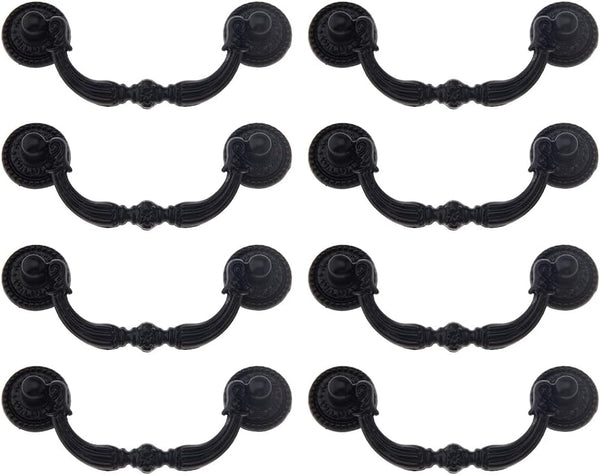 SUPERFINDINGS 8 Sets Vintage Bail Pull Handles 2.95inch Hole Center Black Handles