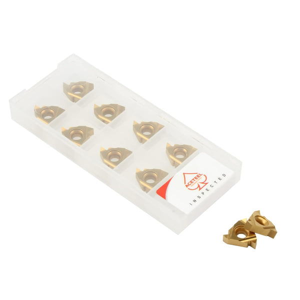 10 Pcs 16ER AG60 Indexable Threading Carbide Insert, Tin Coated CNC Lathe Tools