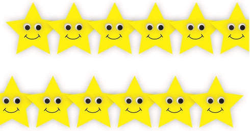 Hygloss Products Happy Yellow Stars Die-Cut Bulletin Board Border - Classroom Decoration, 3 x 36 Inch, 12 Pack