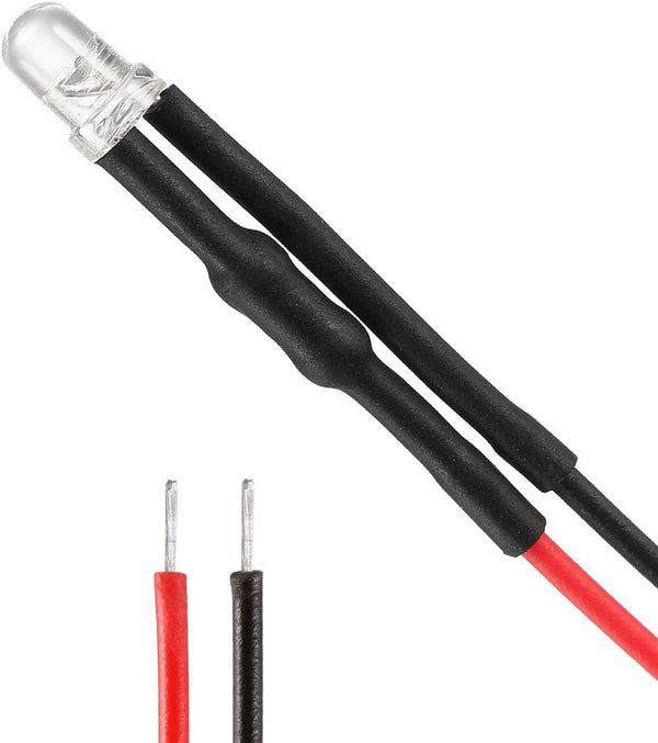 uxcell 12pcs Mixed Colour 3mm LEDs, Prewired Light, DC3-5V, 20cm Pre Wired LED