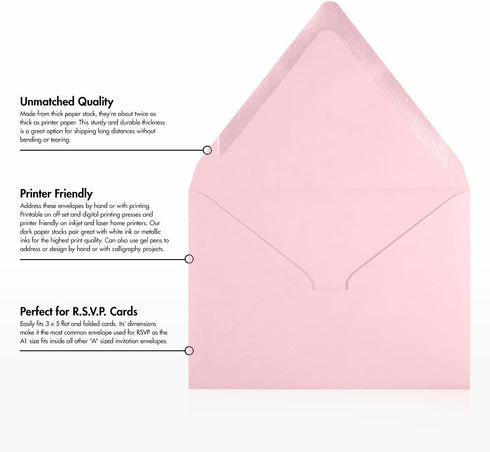 LUXPaper 4Bar A1 Contour Flap Invitation Envelopes, 3 5/8" x 5 1/8", Candy Pink, 80lb Text, 50 Qty