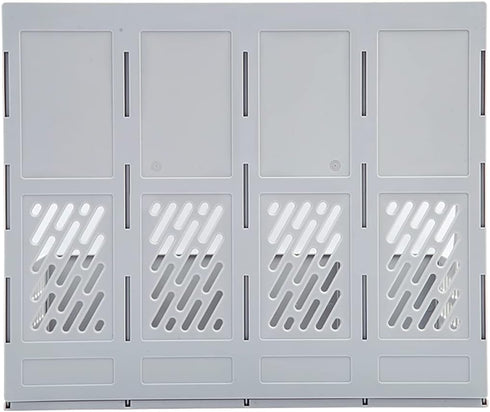 ZQS Magazine File Holder, Sturdy Plastic Binder Organizer for Office Storage, 4 Vertical Compartments, Desktop