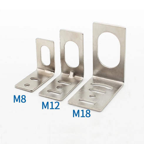 M8 M12 M18 SN04 L-Shaped Straight I Type Mounting Iron Bracket for Inductive Proximity Sensor (10 Pack, M12-I TYPE)