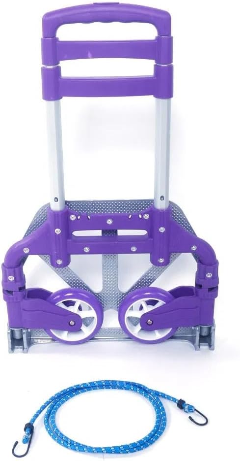 165 lbs 15.35x11.02 Inch Portable Folding Hand Truck Dolly Cart, Purple Aluminum Alloy Luggage Trolley, Capacity