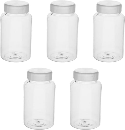Othmro 5Pcs 200ml Plastic Lab Cylindrical Chemical Reagent Bottle for Liquid Storage