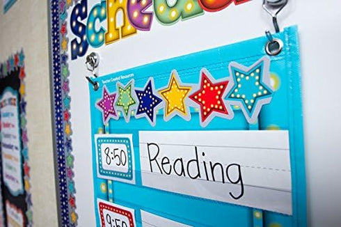 Teacher Created Resources Light Blue Marquee Pocket Chart - 14 Pocket (13" x 34"), Model: 20773