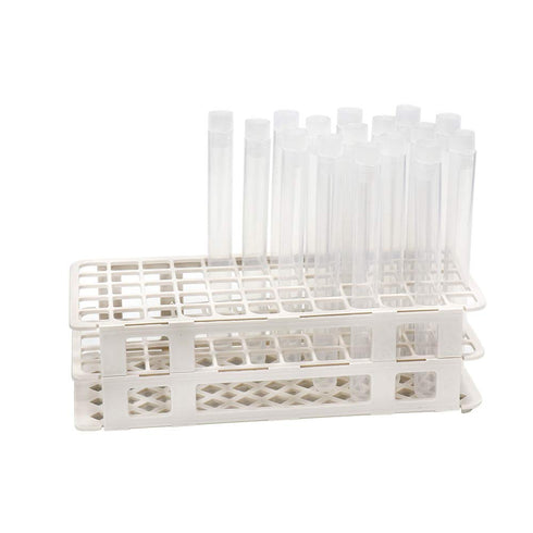 ULAB Scientific White Tube Rack Set with 60pcs Plastic Macaroon Party Tubes, Nature Color