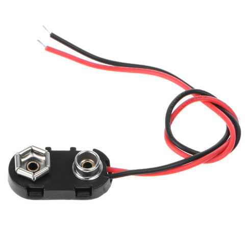 Black Red 9V Battery Clip Connector with Tinned Wire Leads, 150mm Outlets and Accessories