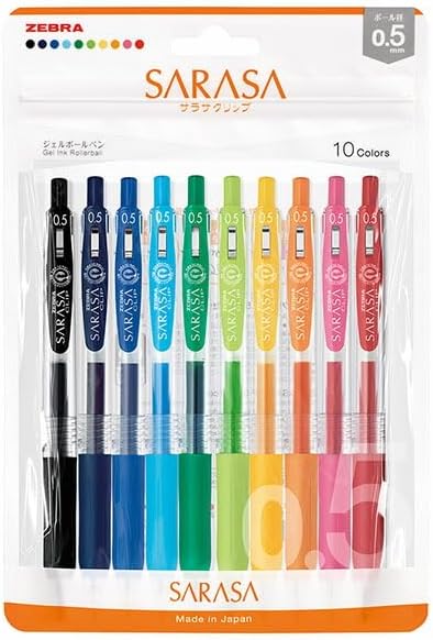 Zebra Gel Ballpoint Pen Sarasa Clip, 0.5mm, 10 Colors Set N JJ15-10C-N