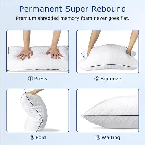 Luxury Adjustable Gel-Shredded Memory Foam Pillow - All-Season Neck Support