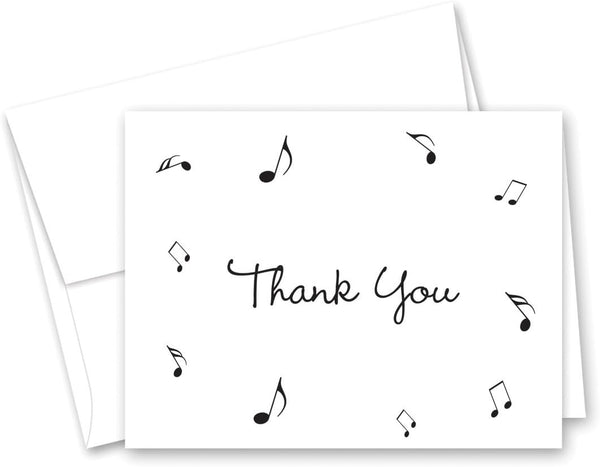 MyExpression.com 50 Music Notes Thank You Cards (Black)