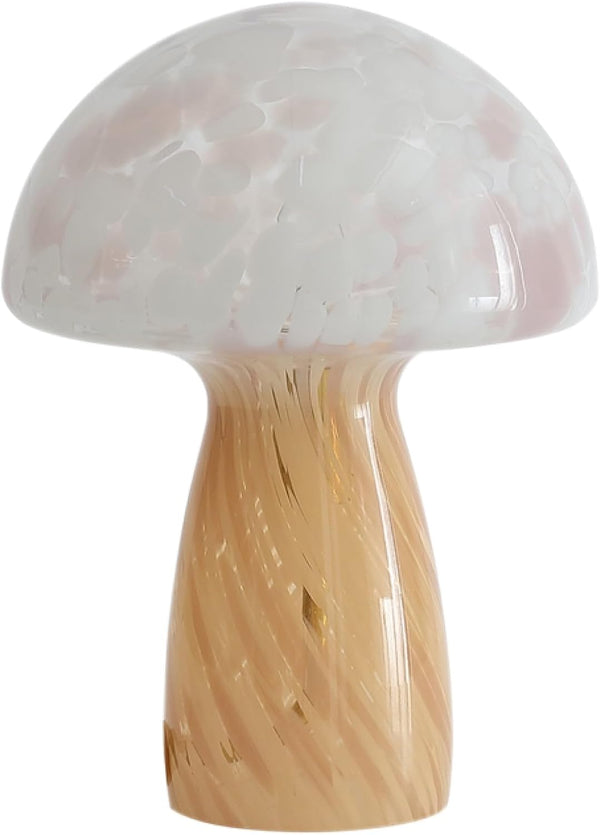 Urban Lifestyle 12" Blush Tortoise Glass Mushroom Lamp, Modern Retro Table Lamp