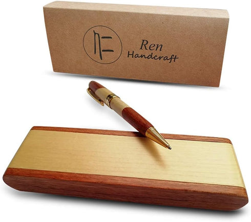 Luxury Wooden Ballpoint Pen Gift Set with Business Case Display, Nice Writing Pen with Gel Ink Refills