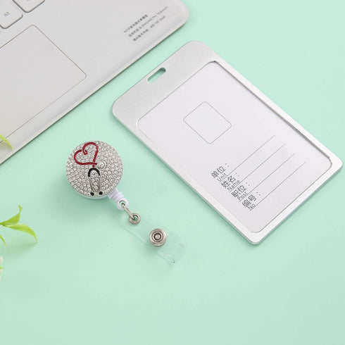 Nurse Retractable Badge Reel, Cute Badge Holder with Alligator Clip for ID Card Holders (Stethoscope)
