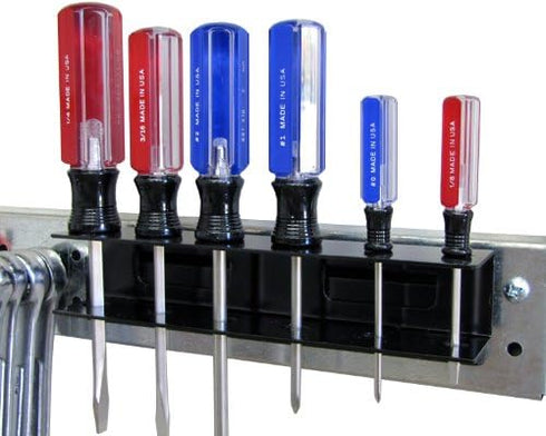 Wall Control Black Pegboard Screwdriver Holder Bracket, Slotted Metal Accessory for Pegboard and Tool Board