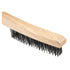 Forney 70504 Wire Scratch Brush, Carbon Steel, Curved Wood Handle, 13-3/4" x .014"