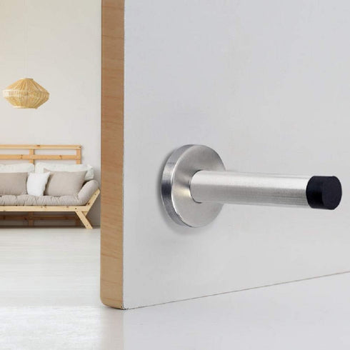 Door Stopper 6 Inch Extra Long Stainless Steel Wall Protector with Sound Dampening Rubber Bumper Tip