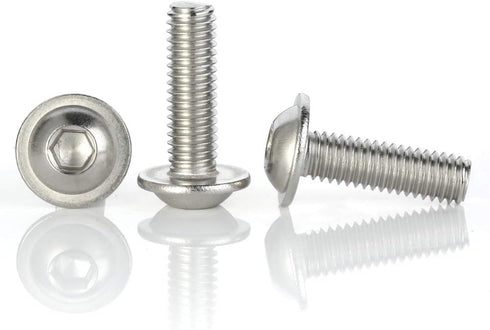 M8-1.25 x 18mm Flanged Button Head Socket Cap Screws, Fully Threaded Stainless Steel 18-8 (304), 25 PCS, Allen Drive