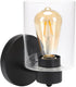 (E26 1pcs) Kalium Wall Sconces, Matte Black Vanity Light Fixtures, Indoor Wall Lights with Clear Glass Shade, Hardwired
