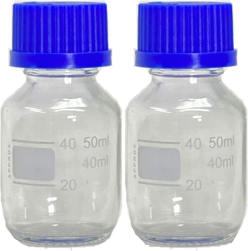Karter Scientific 50ml Glass Round Media Storage Bottles with GL32 Screw Cap, Borosilicate, (Pack of 2) by Karter Scientific