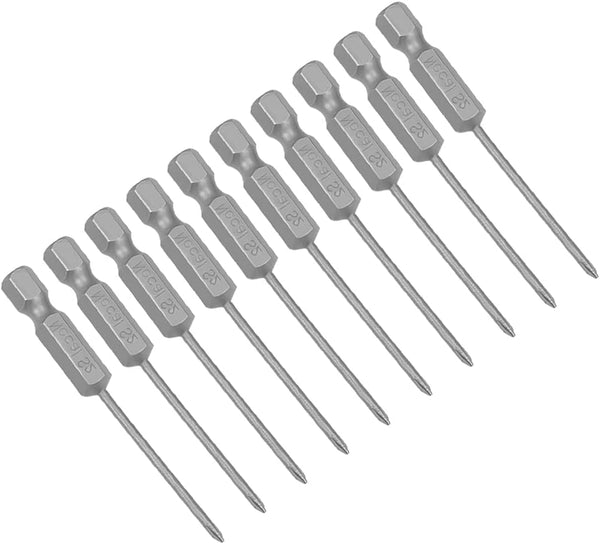 uxcell 10 Pcs 2mm PH0 Magnetic Phillips Screwdriver Bits, 1/4 Inch Hex Shank, 2.56-inch Length S2 Tool