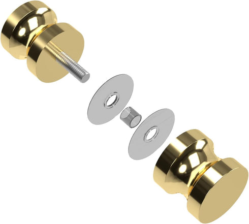 CKB Double Sided Shower Glass Door Knob, Polished Gold Finish, Solid 304 Stainless Steel Handle for 5/16" to 1/2" Glass