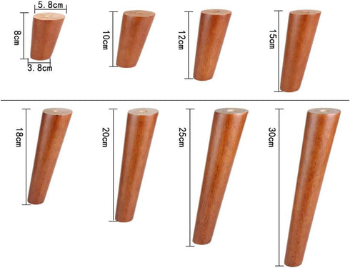 Generic Accessories,Set 4 (50cm/19.7in) (8cm/3.1in) Solid Wood Furniture Legs,Coffee Table Legs,Tilt Tapered Sofa