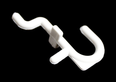 JSP Manufacturing Non-Locking Plastic J Hook Style Hooks, Garage Tool Storage Pegboard Accessories (500, White)