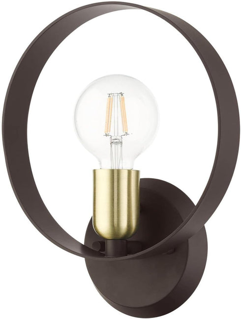 1 9 11 Livex Lighting Light ADA Wall Sconce Bronze Finish with Satin Brass Finish Accents, x