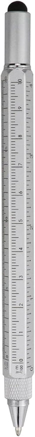 HeTaoCat Gifts Multi Tech Tool Pen 6 in 1 Stylus Pen - Screwdriver Pen with Ruler, Levelgauge, Ballpoint Pen (Silver)