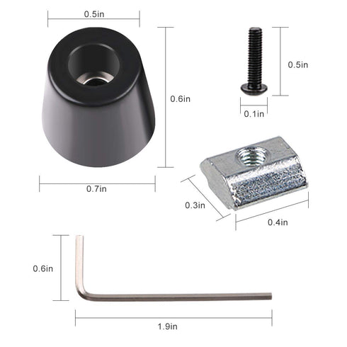 MakerHawk 20 Sets Anti-Vibration Rubber Landing Mat Feet, T Sliding Nut Block, M3 Screws for 3D Printers
