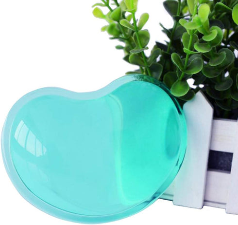 Ergonomic Silicone Gel Wrist Support Mouse Pad - Clear Heart-Shaped Translucent Hand Pillow Cushion, Green