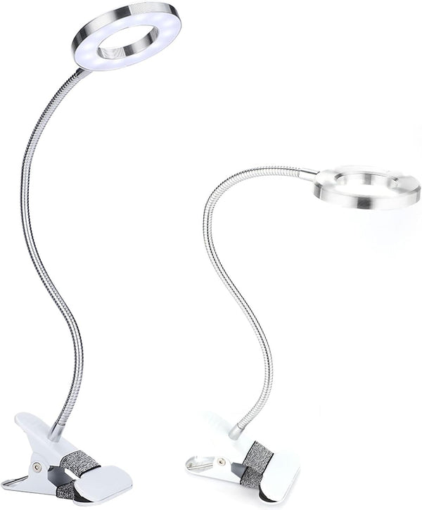 Adjustable LED Magnifier with Clamp Lamp, Rechargeable Magnifying Lamp