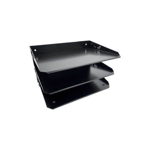 Huron Horizontal 3-Slot File Organizer, Black Steel Commercial Grade for Office