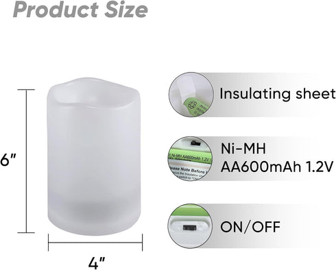 4"x6", Homemory Large Solar Candles Outdoor Waterproof, Dusk to Dawn, Solar Powered Flameless Candles for Outdoor