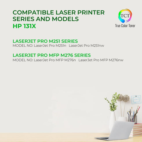 TCT Premium Compatible Toner Cartridge Replacement for HP 131X CF210X, High Yield